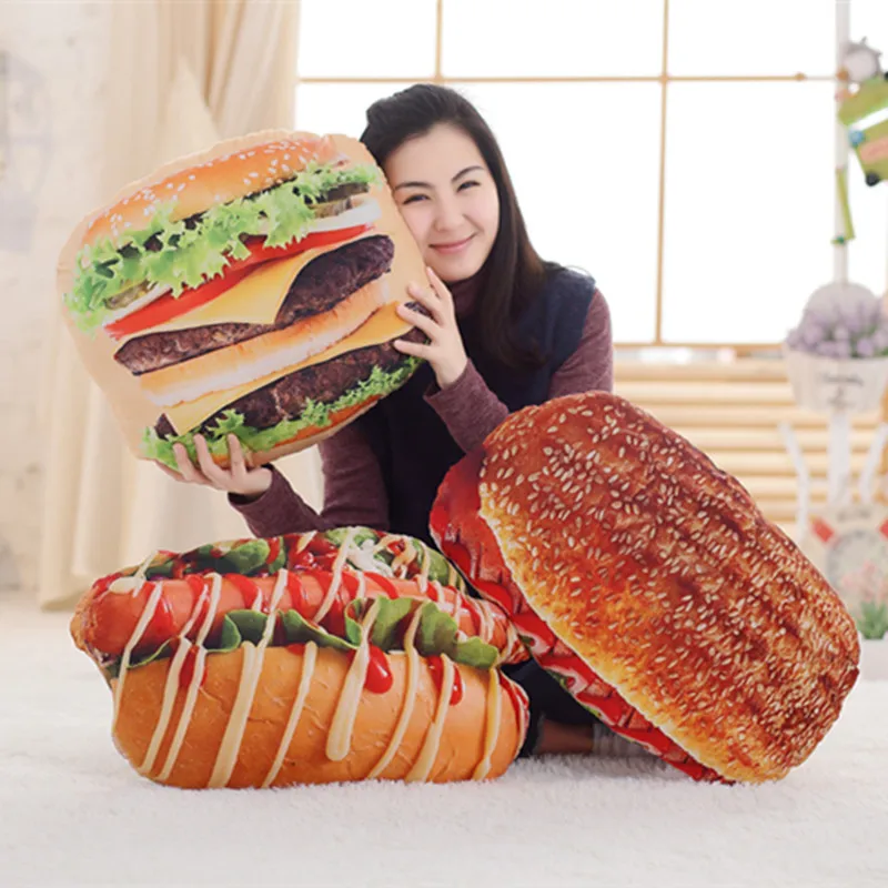 1pc Simulation Creative Food Cookies Pizza hamburger Pillow Lifelike Plush Toy Soft Stuffed Cushion Child Kid Funny Gift