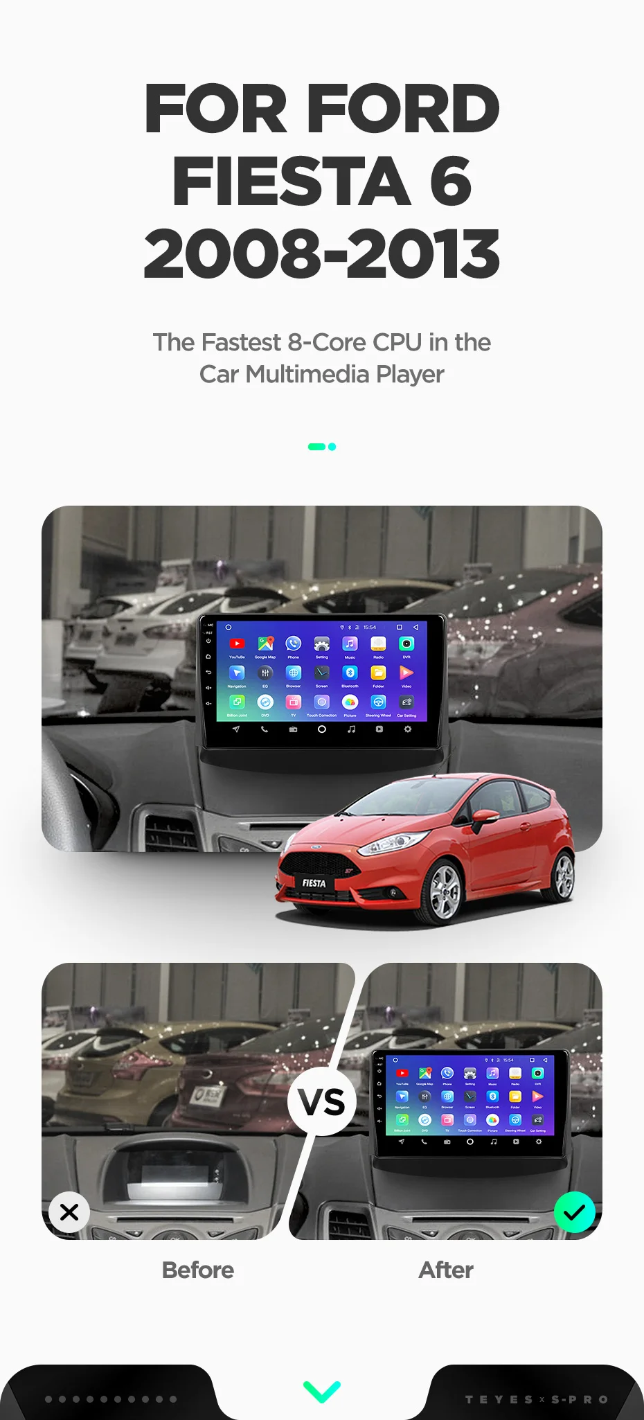 Excellent TEYES SPRO For Ford Fiesta 6 Mk 6 2008-2013 Car Radio Multimedia Video Player Navigation GPS Android 8.1 No 2din 2 din dvd 4