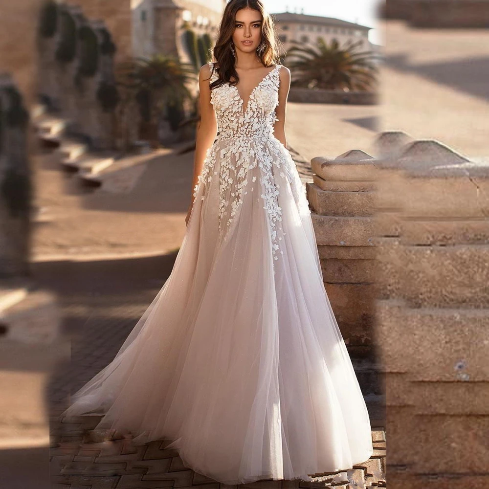 3d applique wedding dress