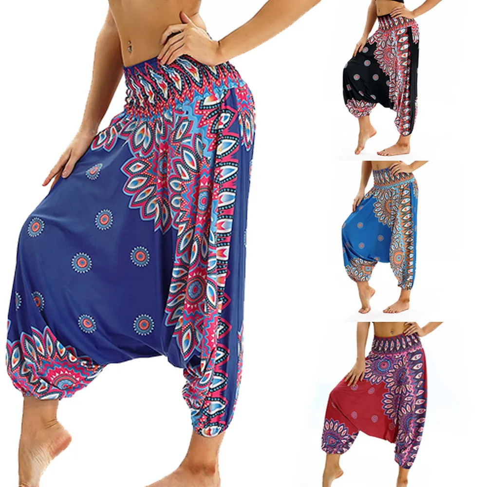 

Woman Men Casual Women Thai Harem Trousers Baggy Boho Loose Aladdin Boho Festival Hippy Smock High Waist Jumpsuit Pants