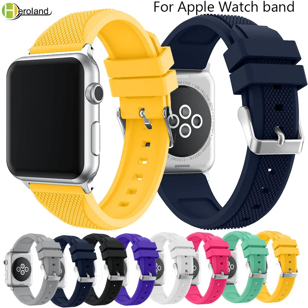 Спортивный мягкий силиконовый ремень ремешок для наручных часов Apple Watch Series1 на