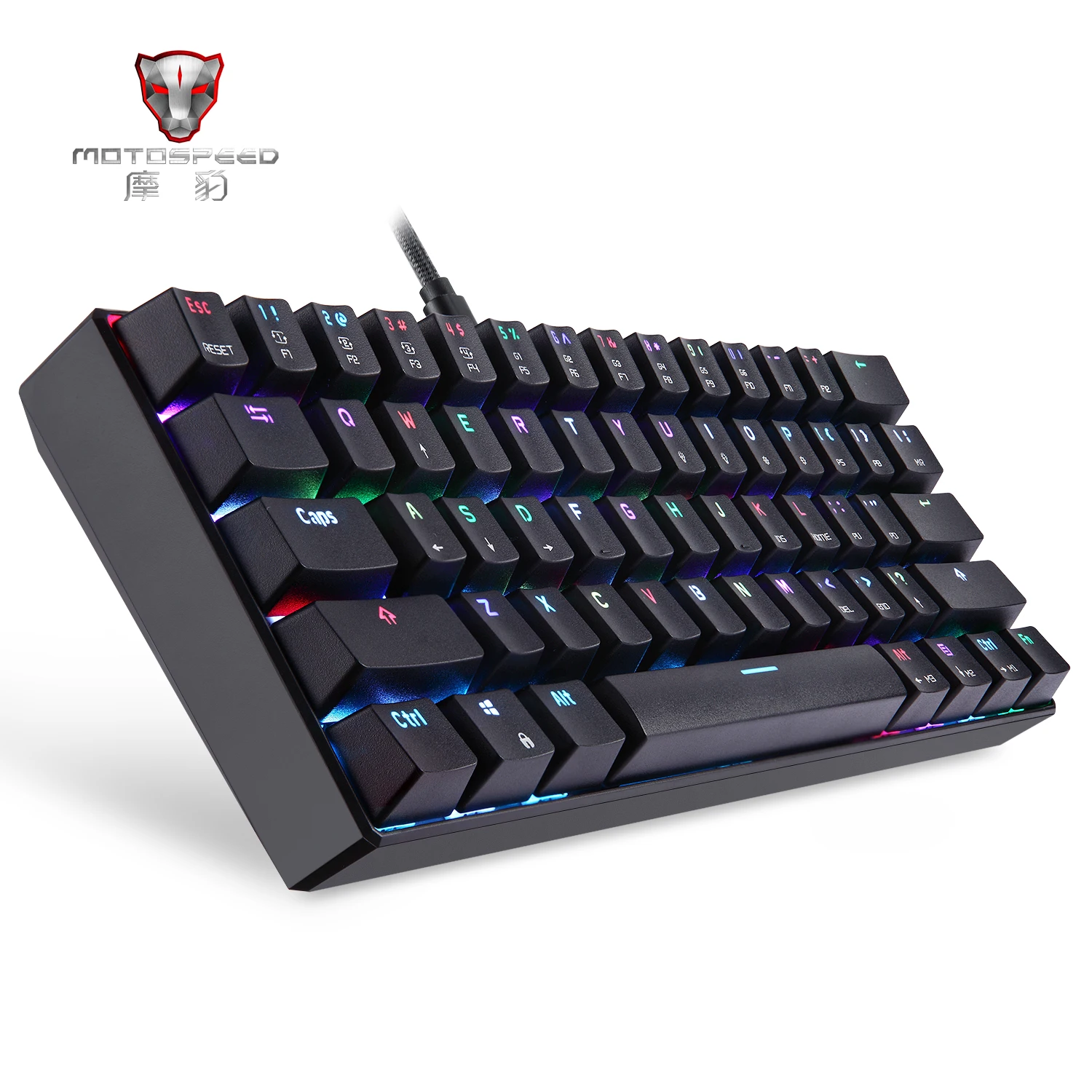 MOTOSPEED CK61 портативная механическая клавиатура 61 клавиша RGB подсветка пользовательское освещение с коробкой ось машина Разделение планшет Рабочий стол