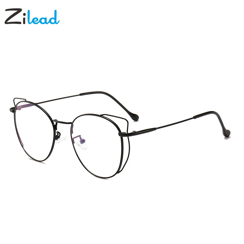 Zilead Anti Blue Light Cat Eyes Glasses Frame Metal Round Optical Spectacl For Women&Men Computer Eyeglasses Eyewear