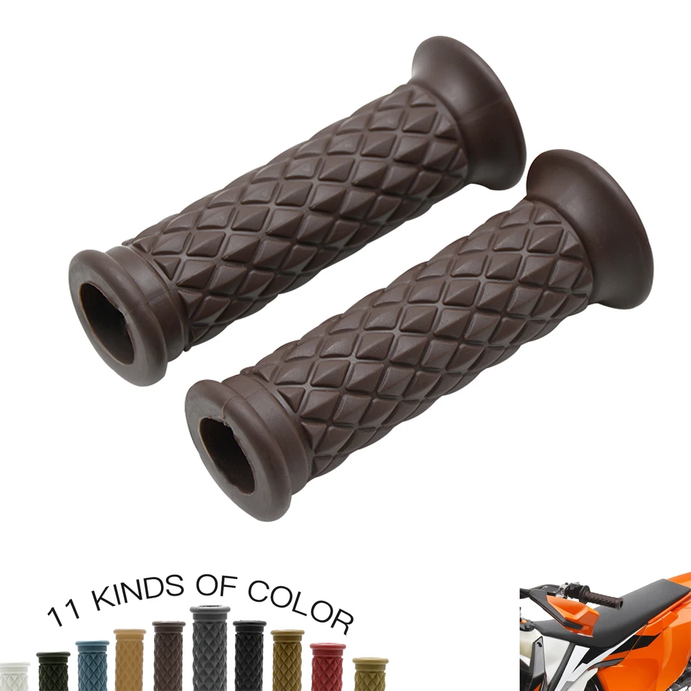 7//8/" 22mm Motorcycle Brown Handlebar Hand Grip With Black Bar Ends Retro Custom