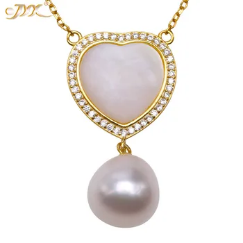 

JYX Pearloyster pendant 10mm natural white Freshwater Pendant Necklace silver 925 with zircon beautiful