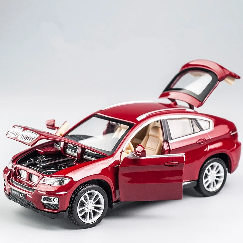 

KIDAMI 1:32 Alloy Pull Back Diecast X6 car Model with Sound Light,boys Collection Gift Toy For children boys