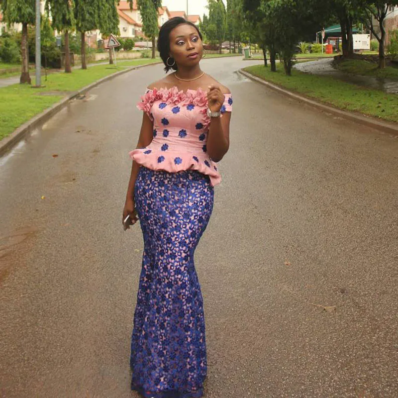 Африканские женские платья Aso Ebi фиолетовое кружевное платье русалки в