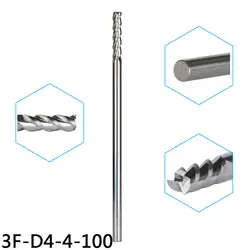 Вольфрам Сталь конец Дробилки 5 шт./d4-4-100 фрезы для Алюминий ЧПУ Инструменты 3-Флейта конец Дробилки маршрутизатор биты, алюминий композитный