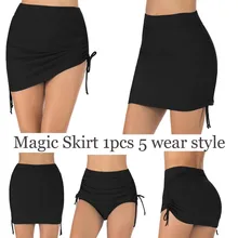 New Women High Waist Bathing Swim Skirt With Underwear Solid Color Beach Party Summer Swimwear Bathing Suits 5 Style
