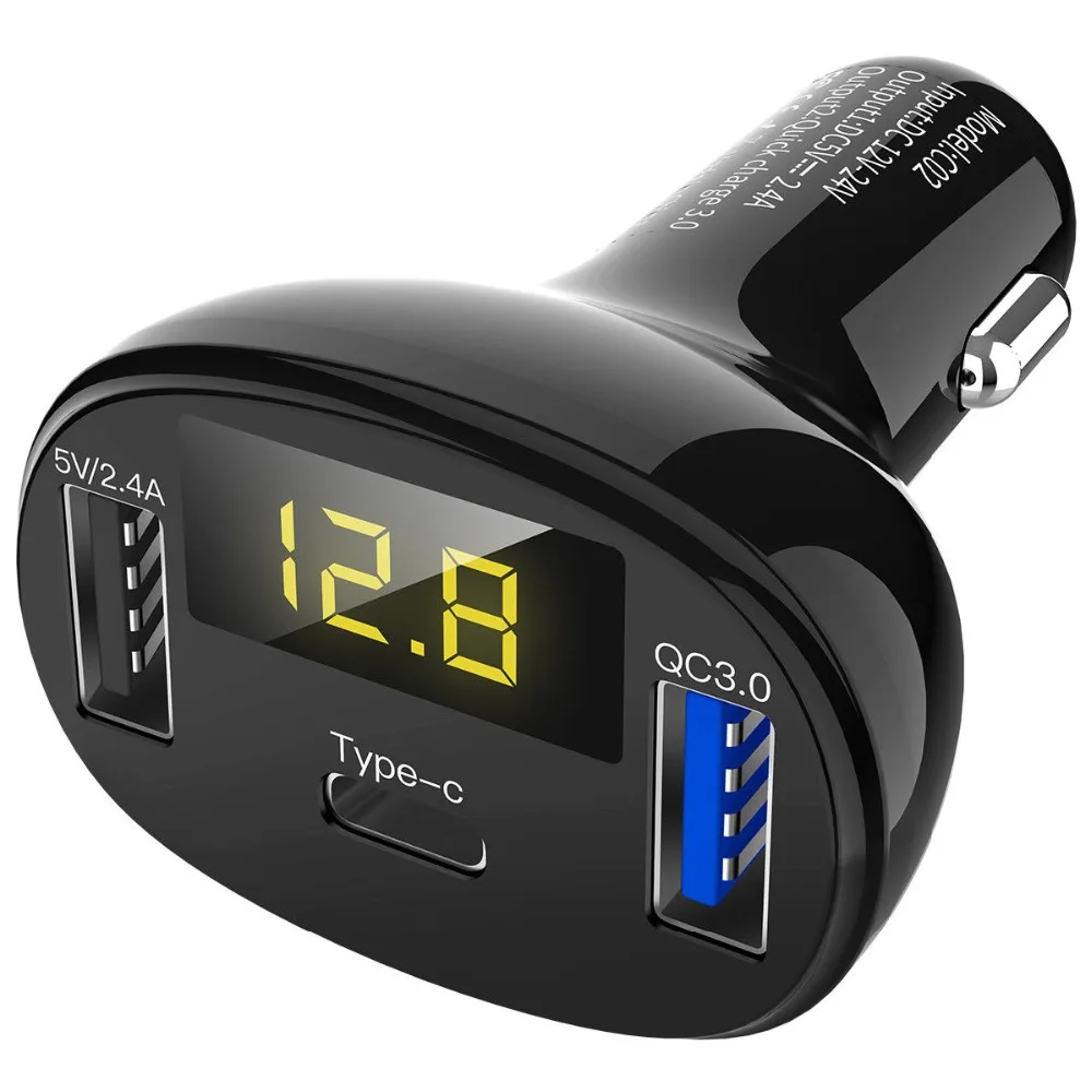 Многофункциональный автомобильный прикуриватель с 3 портами USB быстрая зарядка автомобильное зарядное устройство адаптер светодиодный вольтметр с одним буксиром и двумя точками