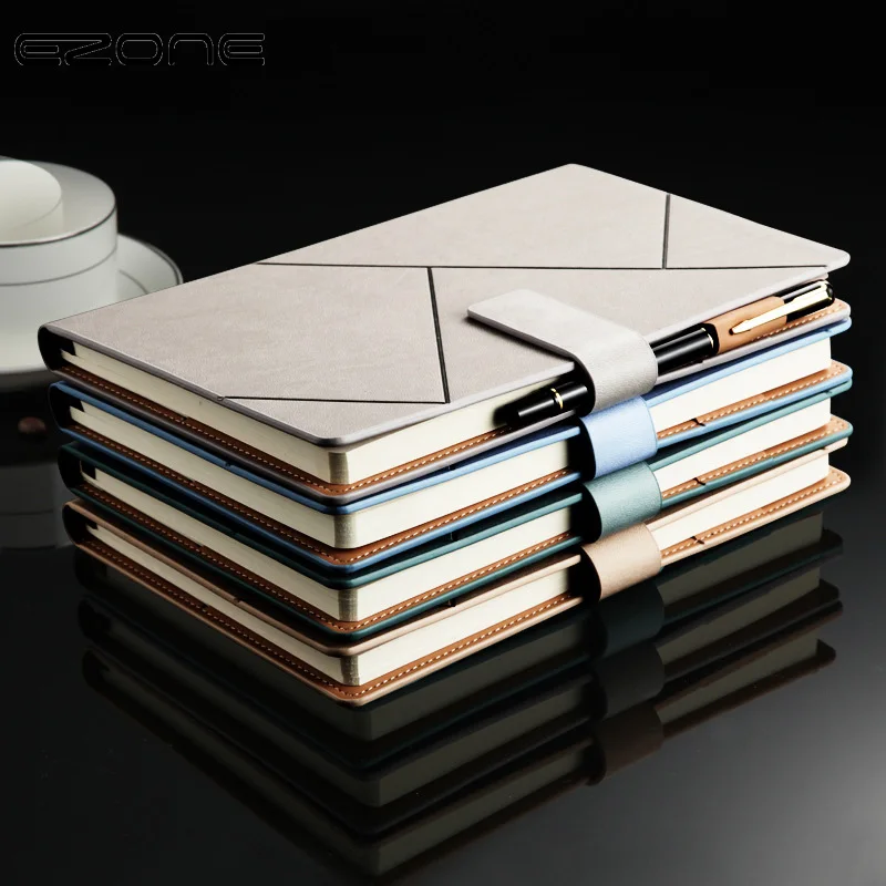 

EZONE Leather Cover B5/A5 Notebook High-end Business Notebook Thicken 200 Pages Notebook Stationery Office Metting Memo Pad