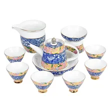 Борьба цвет процесс цветок кунг-фу Чайные сервизы синий и белый дом керамические чайники подарочная коробка комплект