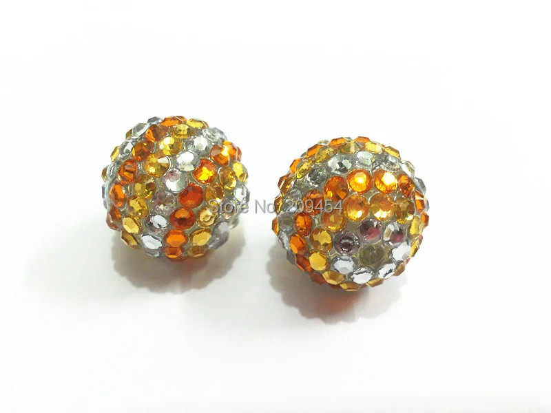 20mm 100pcs/lot Clear Effect White/Yellow/Orange Candy Corn Stripe Resin Rhinestone Ball Beads Chunky For Kids Jewelry | Украшения и