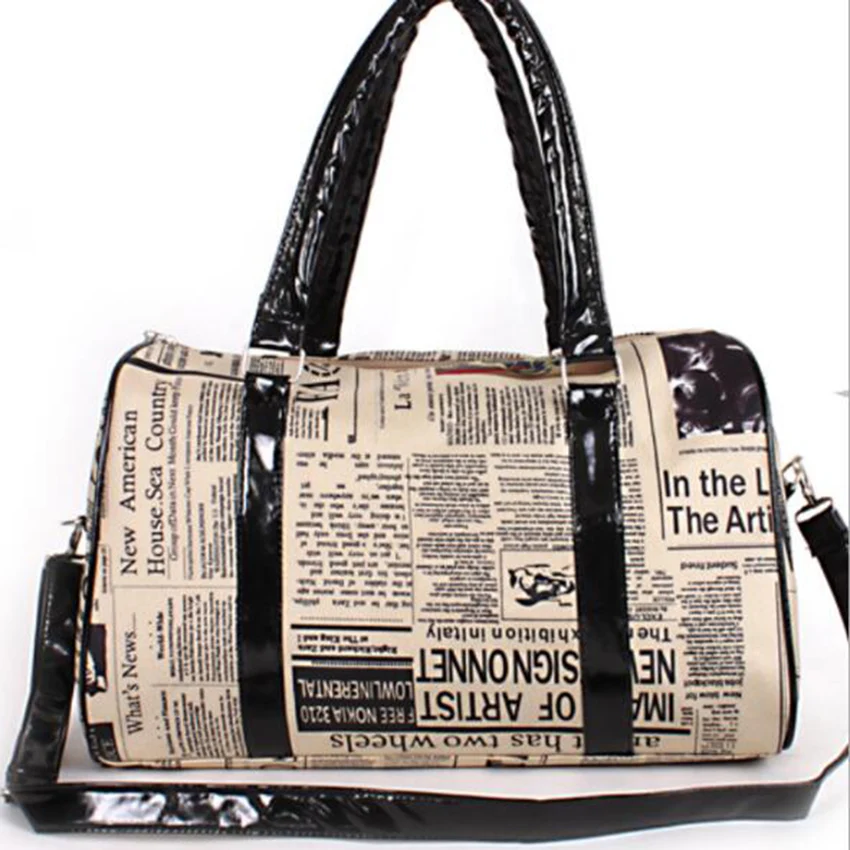 

Women Newspaper Printing Simple Handbags New Vintage Large Capacity Totes Girls Day Clutches Pillow Bag Shoulder Commuter Bag