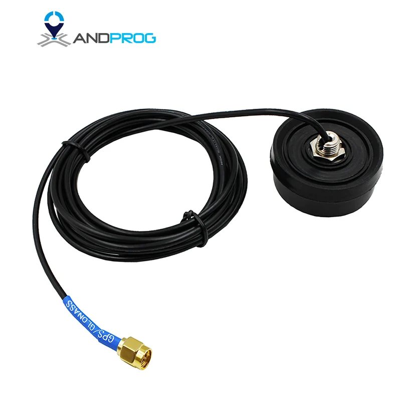 

Round Black Active GPS Antenna Aerail Booster with SMA Male Plug Connector 3M Cable Customizable