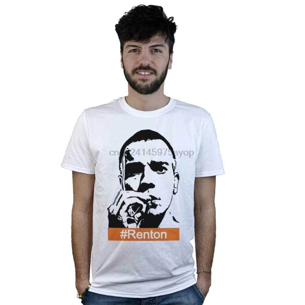 

Men T SHIRT MAGLIA MAGLIETTA UOMO TRAINSPOTTING RENTON CINEMA BIANCA CULT