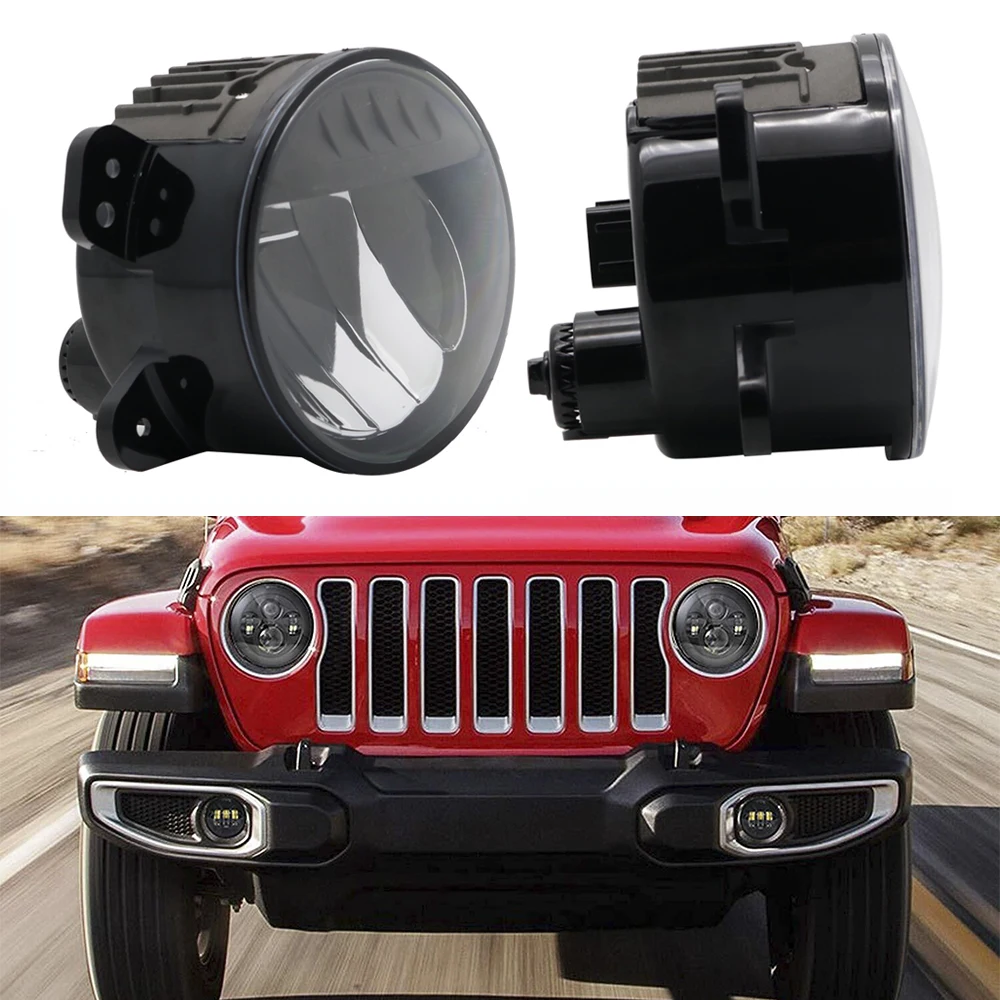 

For Jeep Wrangler JL 2018 2019 LED Driving Fog Lamp 2PCS 4Inch Round Led Fog Lights 30W 6000K waterproof