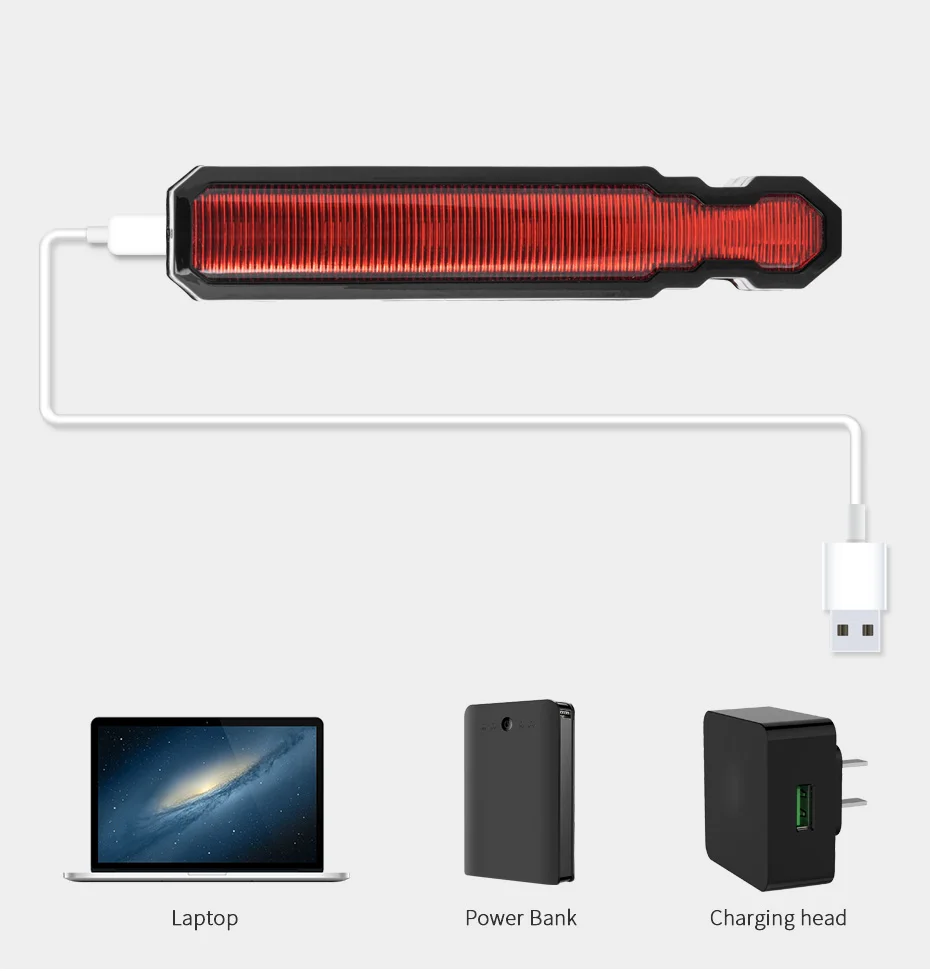 Excellent CoolChange Bike Light Waterproof LED Taillight Cycling Safety Warning Light USB Rechargable Night Riding MTB Bicycle Rear Light 6