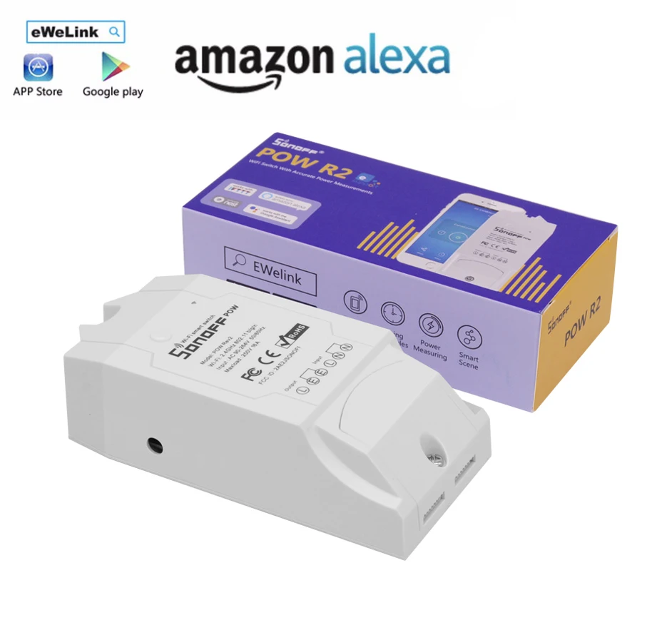 

Aihasd Sonoff Pow R2 16A Wifi Smart Switch With Higher Accuracy Monitor for Smart Home Support Alexa Works with Google Home
