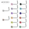 AOEDEJ 14 Pcs 1 Lot 20G Crystal Nose Stud Piercing Jewelry Stainless Steel Nose Stud L Shape Piercing Nariz Rings Mixed Colors ► Photo 3/6