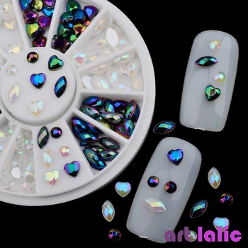 

1 Box White Black 3D Jelly AB Acrylic Wheel Nail Stickers Decoration DIY Nail Art Tips Jewelry Rhinestones Manicure tools