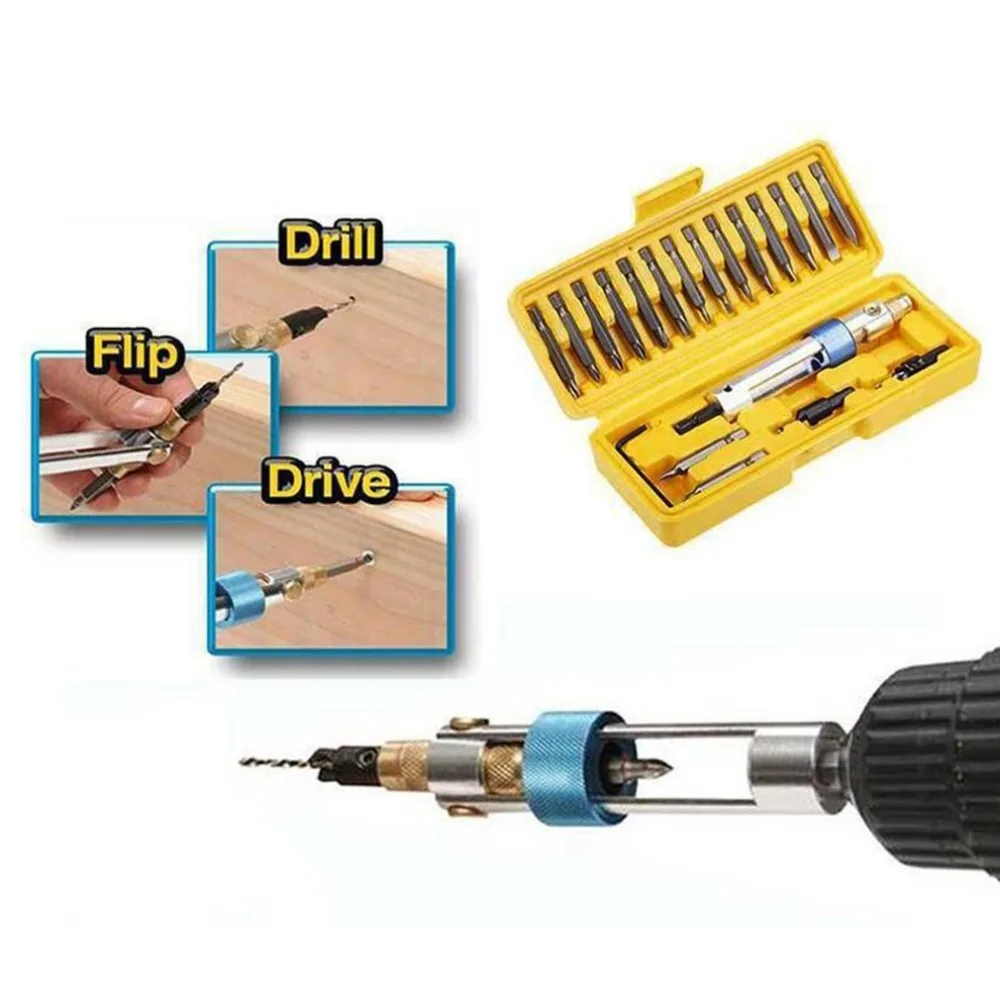 Набор из 20 насадок для дрели с поворотной головкой для быстрой смены от сверления до вождения и крутящего момента, трещотка, шуруповерт, гаечный ключ, легкий