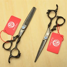 9003#2 шт./пара 6 ''17,5 см черный цвет парикмахерские ножницы JP 440C резка+ филировочные ножницы Профессиональные человеческие ножницы для волос