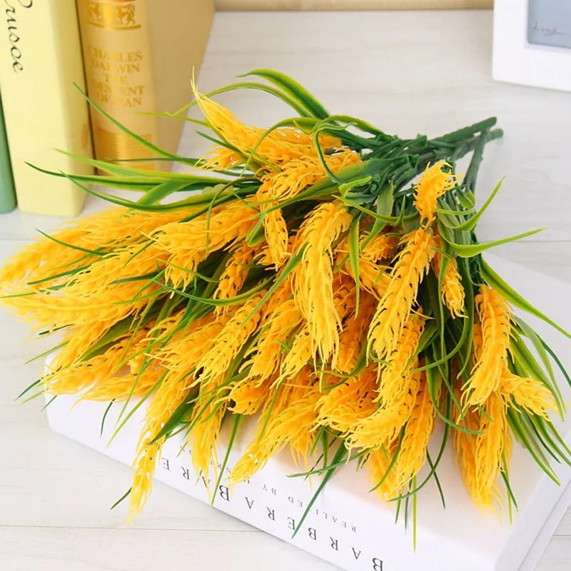 

1 Bouquet Artificial Flowers Ear of Wheat Wedding Decoration DIY Vivid Grain Fake Leaf Plant Flores Party Home Decor Gift