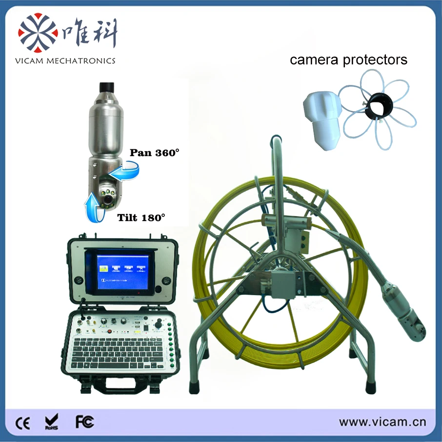 VICAM 60m fibreglass push rod cable sewer pipe cctv camera system