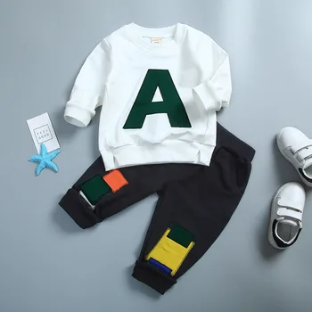 

2017 spring autumn toddler baby set boys and girls children's clothing letters Christmas T-shirt + pants 2 sets free shipping