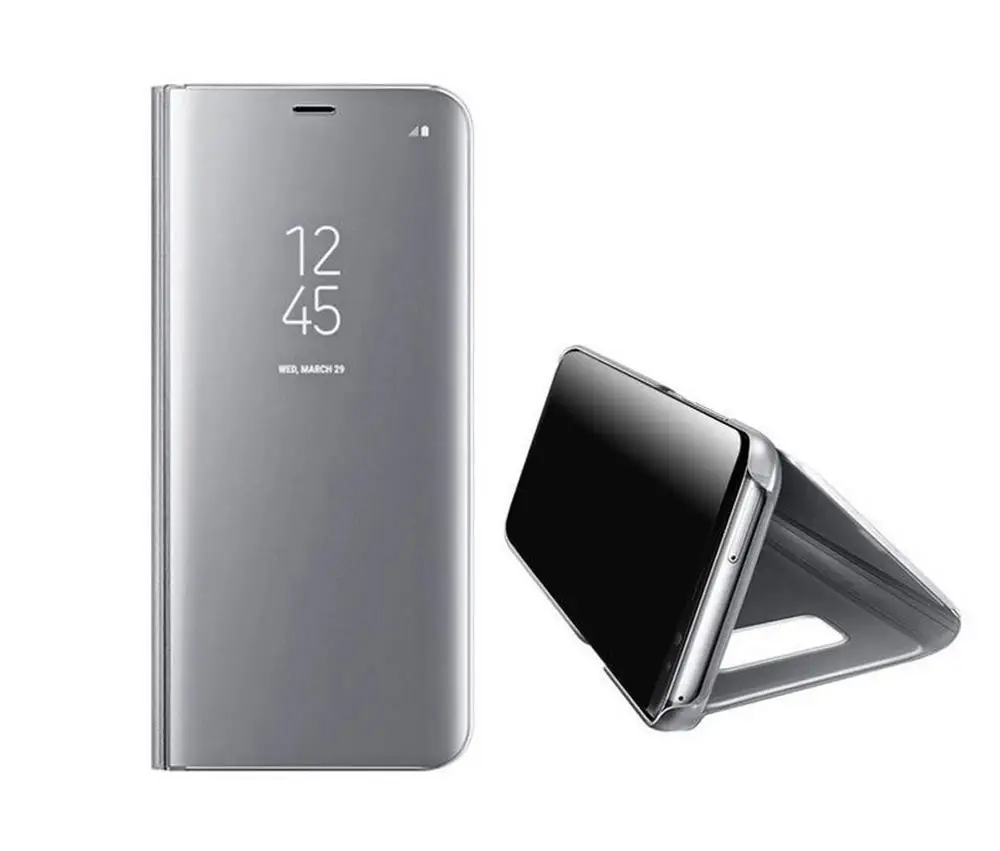2018 J4 флип кейсы кожаный чехол для Samsung J6 смарт зеркало просмотра Капа глянцевый