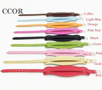 

CCOR 50PCS 18+8MM PU Leather Snake Skin Wristband Bracelets " Can Choose the Color" Fit Slide Letter /Slide Charms,SWD011