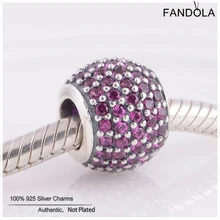 Хрустальные красные круглые, с цирконом привлекательный, подходит, европейский браслет под змею Серебро 925 оригинальные бусины DIY ювелирных изделий для женщин Berloque