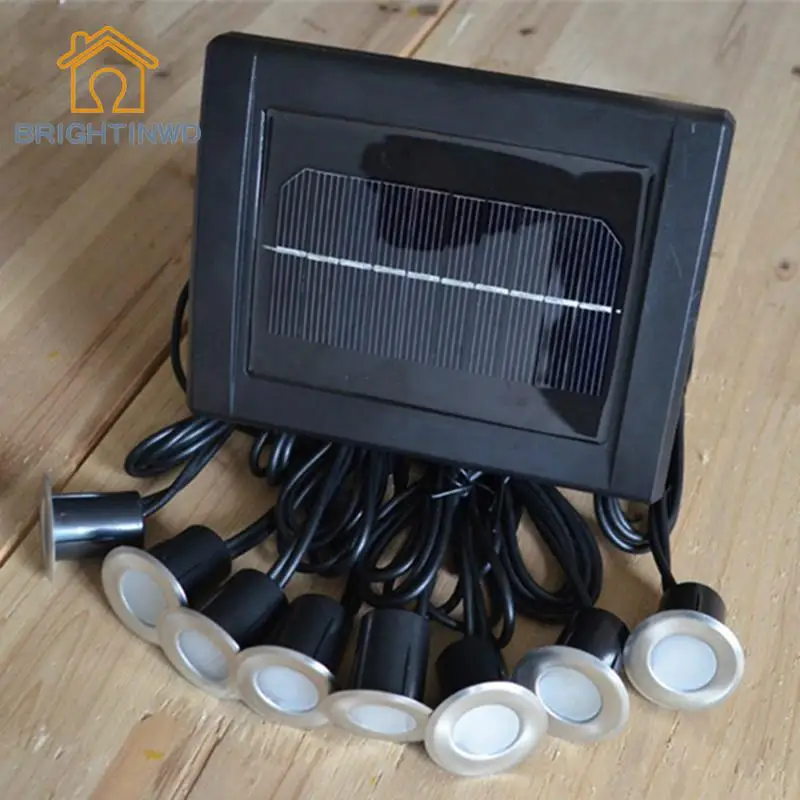 

Solar Power LED Deck Lights Floor Lamp Stair Light IP67 Outdoor Waterproof Underground Lighting 8 Lamps+1 Solar Panel Step Light