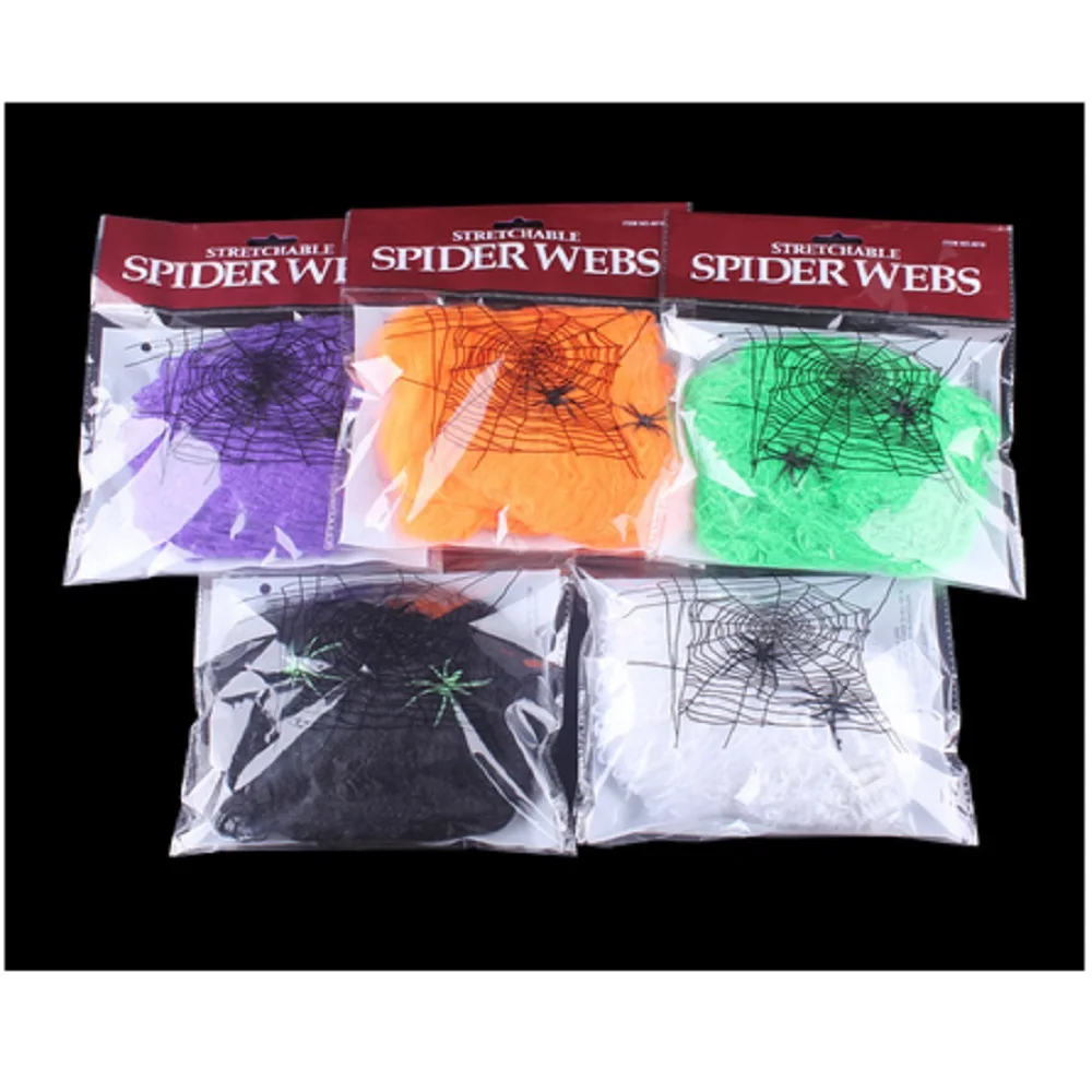 

Halloween haunted house decoration room terror spider 20 grams of cotton spider spider 5 color 2 Spider cotton