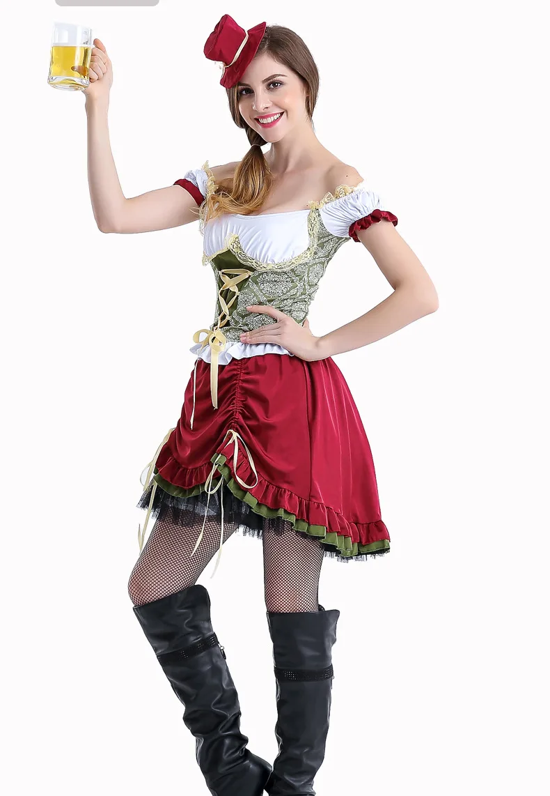 Free Shipping German Wench Halloween Costume Peasant Maid Dress Cosplay
