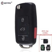 Keyyou para vw volkswagen beetle cc golf jetta passat gti aleta chave do carro remoto chave de entrada transmissor fob 4 botão 315 mhz 48 chip
