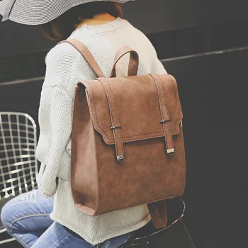 

2018 new hot sales Korean preppy wind restoring ancient ways backpack students PU leather bags female travel backpack