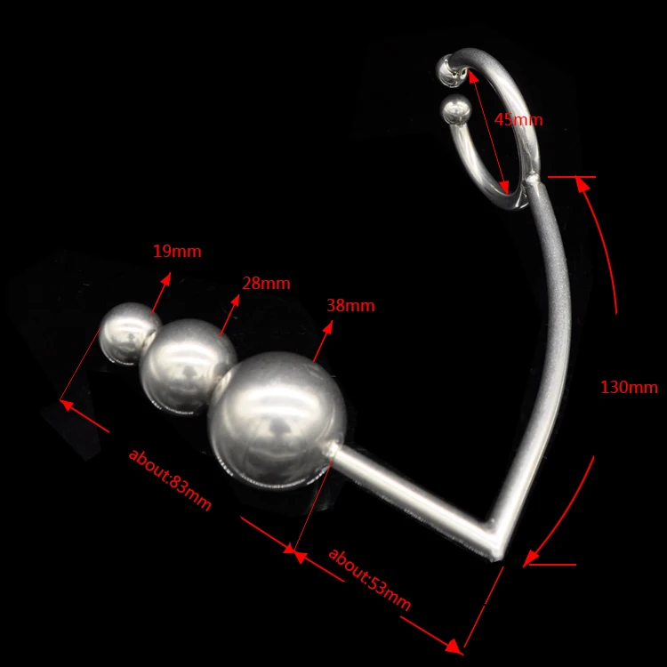 Male Chastity Cock Lock Anal Plugs Cock Lock Intruder with Ball Metal Anal Hook Ring 46mm Inner Diameter Adult Game Sex Toy A113