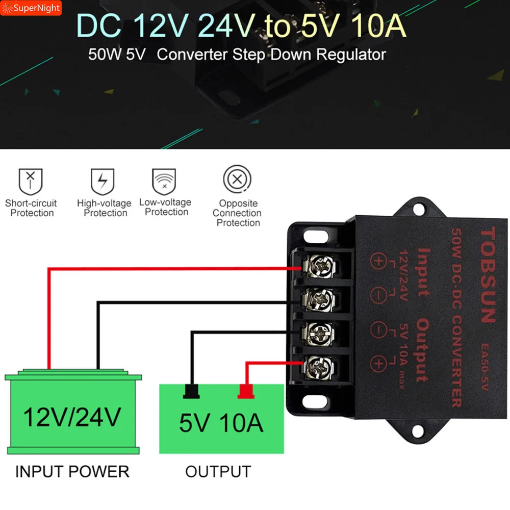 

12V 24V to 5V 10A 50W DC DC Converter Voltage Regulator Electronic Switching Transformer Power Supply Adapter for LED Strip TV