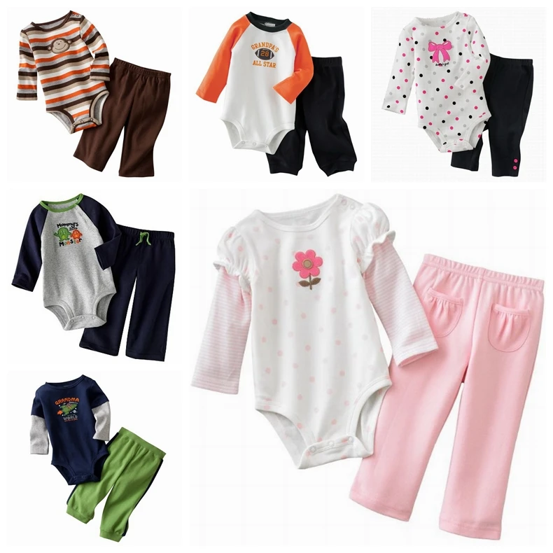 Jumping beans baby girls boys clothes Sets Long sleeve rompers + pants
