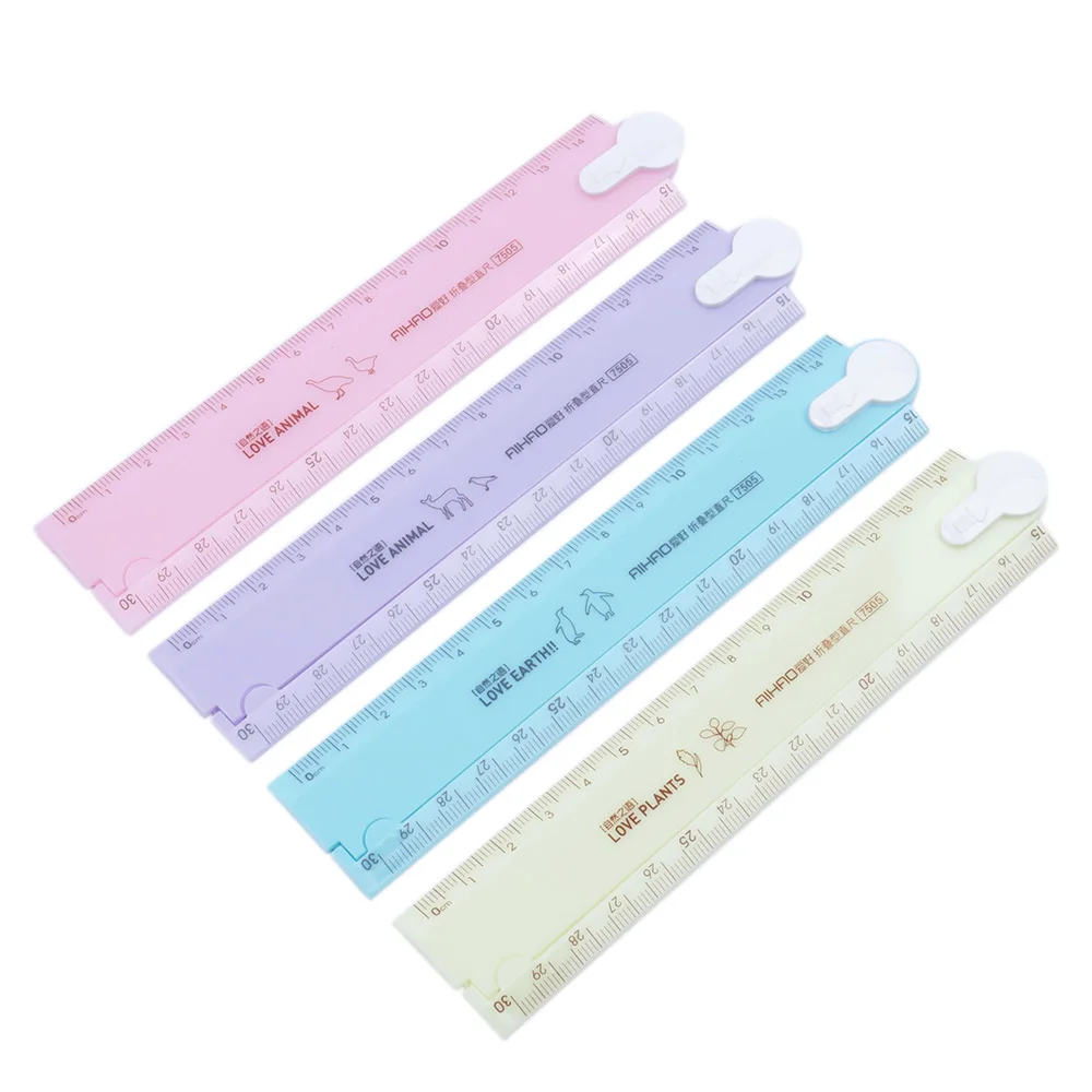 

1pc New Candy Colors Style 30cm Drawing Multifunction PVC Folding Ruler Student School Stationery Office School Supplies