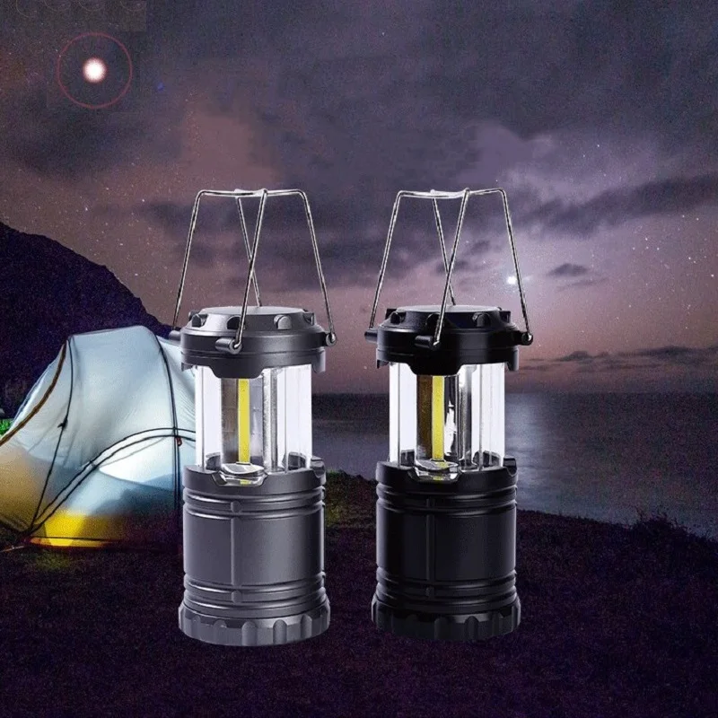 

Mini Portable Hand Lamp Collapsible Camping Lantern COB LED Tent Lights Waterproof Outdoor Camping Hiking Light Powered By 3*AA
