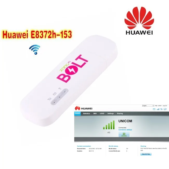 Разблокированный huawei E8372 E8372h-153 4g usb модем wifi 150 Мбит/с 4G антенной 49dbi