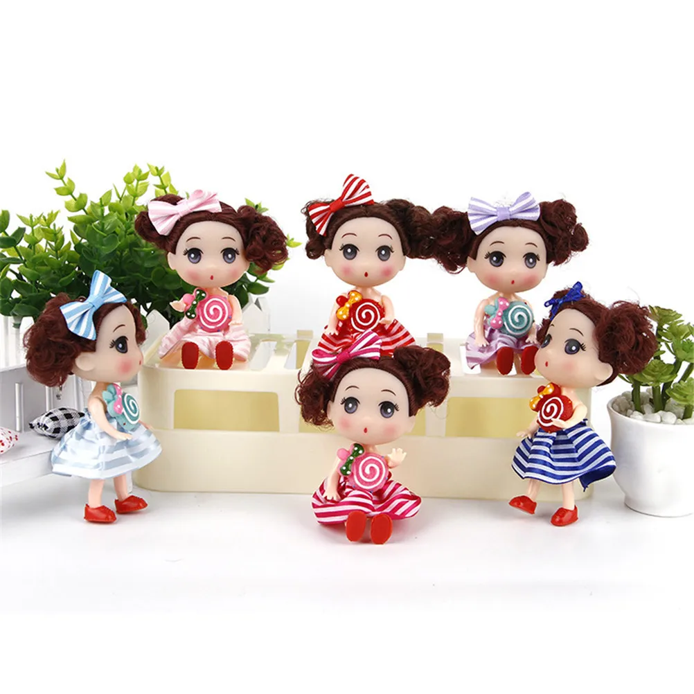 

12CM Lollipop Brown Hair Ddung Dolls Candy Color Dress Confused Dolls Girl Toys Gift For Kids Random Color