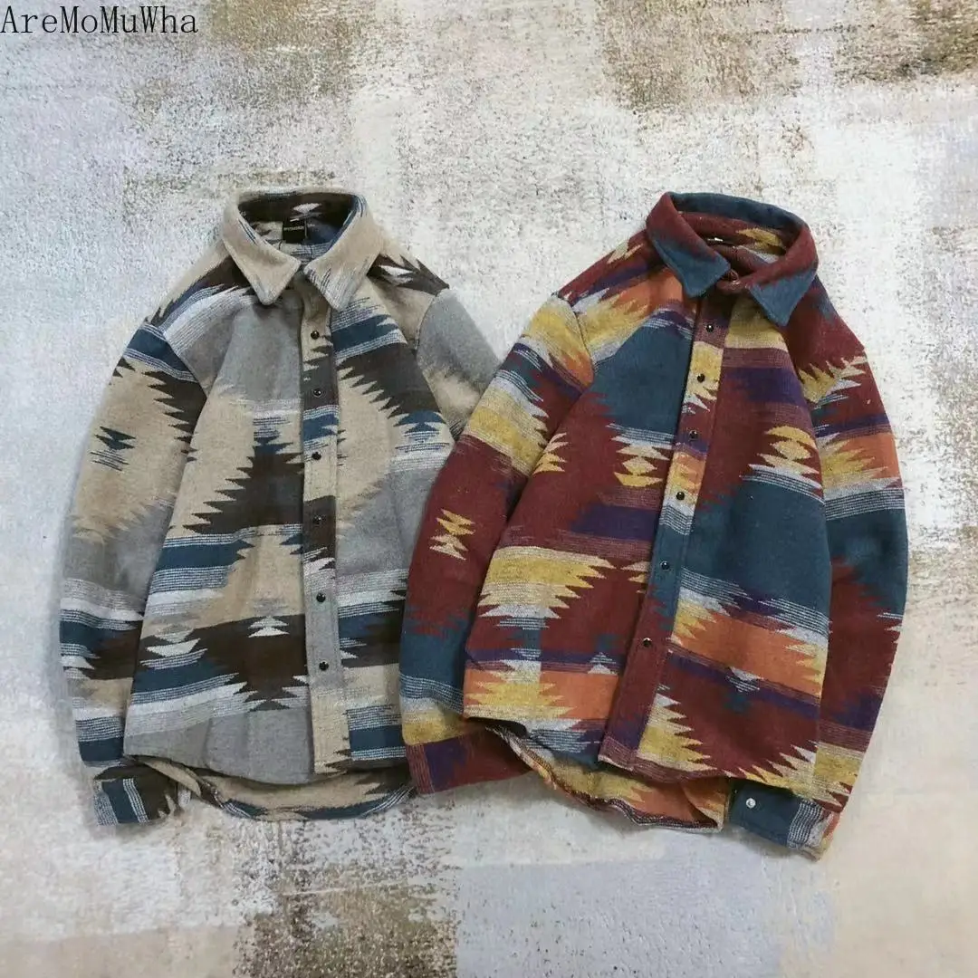 

AreMoMuWha Spring New Japanese Retro Hit Color Ethnic Style Sub-shirt Trend Thickening Loose Youth Tooling Jacket Male TideQX301