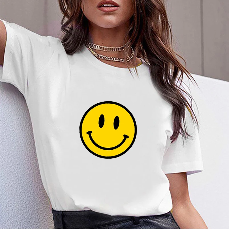 

Women Clothes Print Summer Cute Smile Tshirt Emoji Cartoon Lovely Printed Women Shirt T Female T-shirt Top Casual Woman Tee