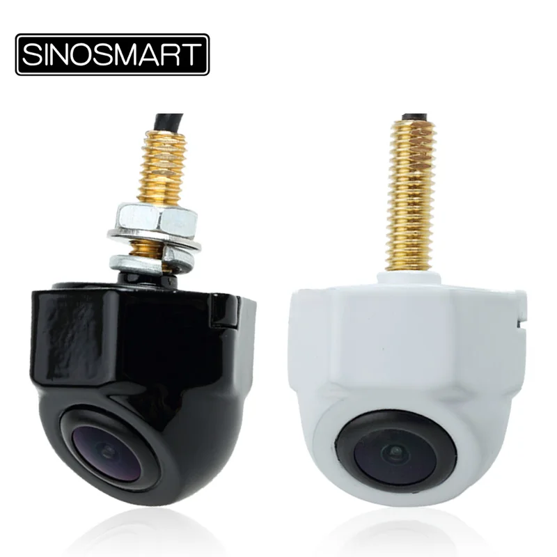 

SINOSMART Universal Light Reverse Parking Camera with Six Angle Arc Design Shape Firm Installation Small Size Black Chrome