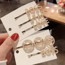 Минималистичная простая металлическая женская заколка для волос Алфавит буквы улыбка лицо искусственный жемчуг изогнутые заколки сладкие девушки barrettes