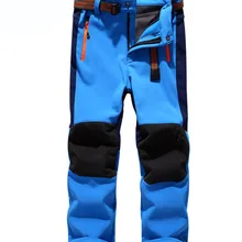 Зимние Обувь для мальчиков и Обувь для девочек открытый Пеший Туризм Softshell брюки теплый детский ветрозащитный флис восхождение и треккинг брюк